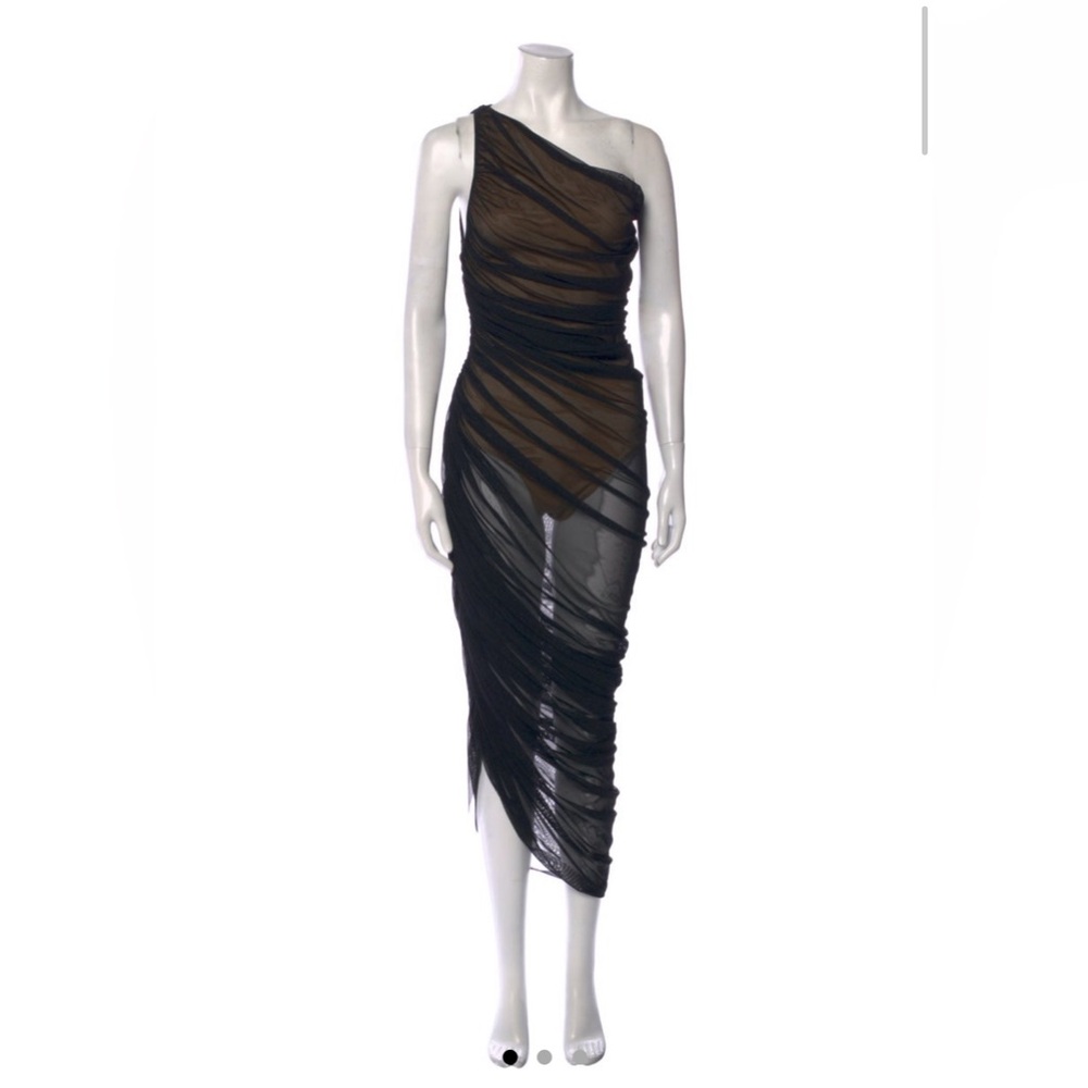 Norma Kamali One Shoulder Transparent Midi Dress